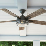 52" Prominence Home Freyr Textured Black Indoor/Outdoor LED Ceiling Fan with Light, Remote Control - 52