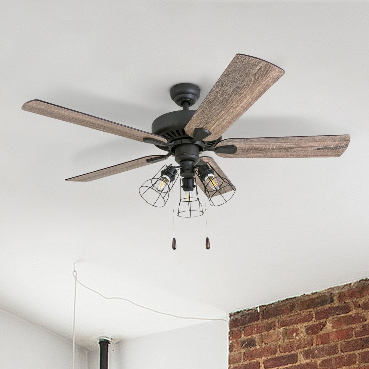 52" Prominence Home Inland Seas Bronze Industrial Style LED Ceiling Fan with Light, Pull Chain
