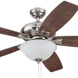 52" Satin Nickel 5-Blade Bowl Ceiling Fan