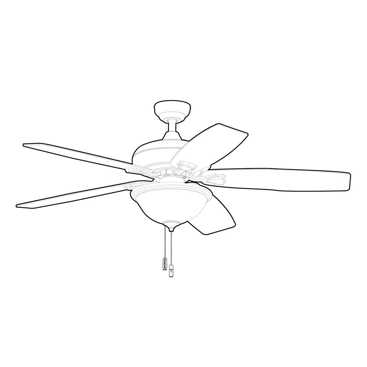 52" Satin Nickel 5 Blade Bowl Ceiling Fan