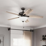 52" Satin Nickel 5-Blade Bowl Ceiling Fan