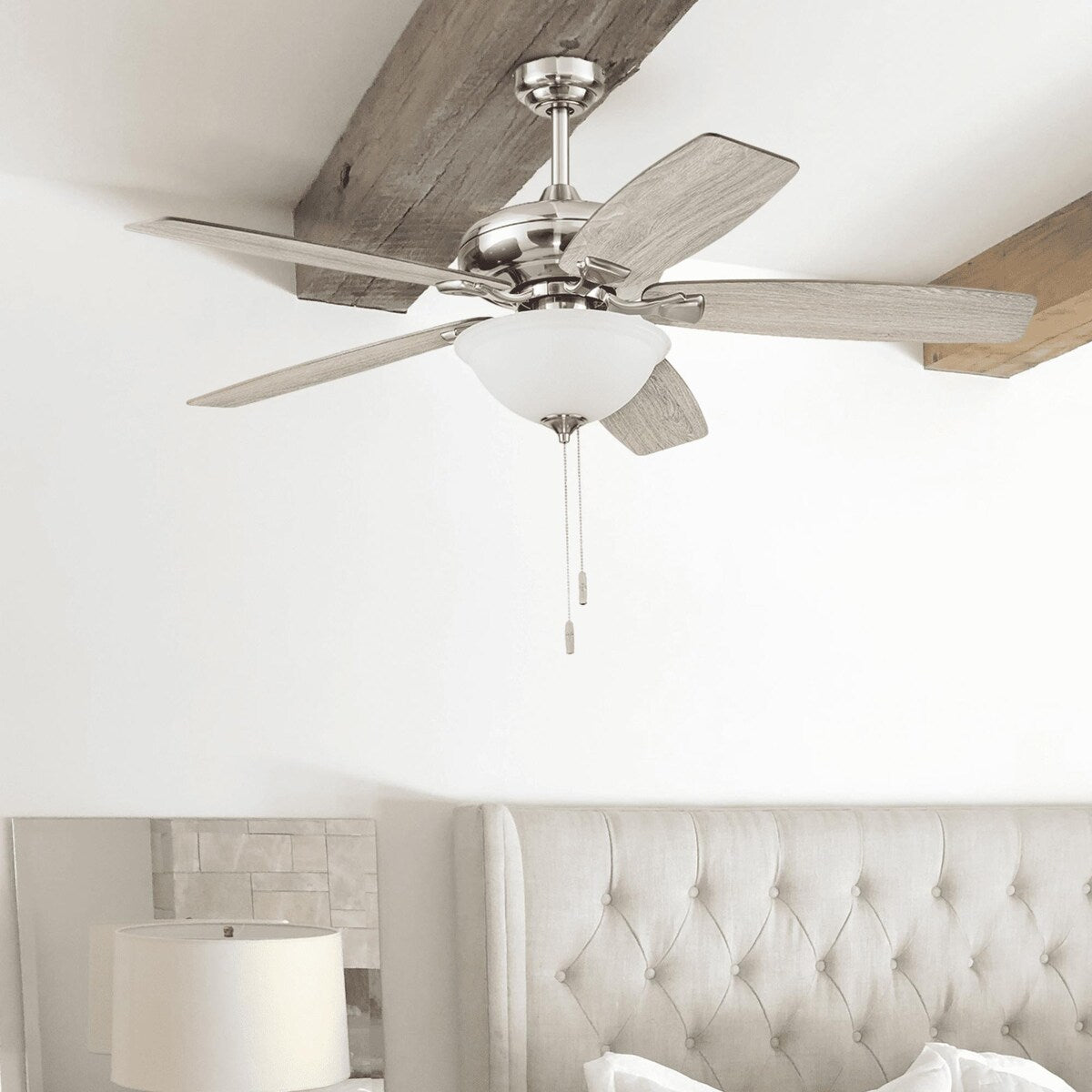 52" Satin Nickel 5-Blade Bowl Ceiling Fan