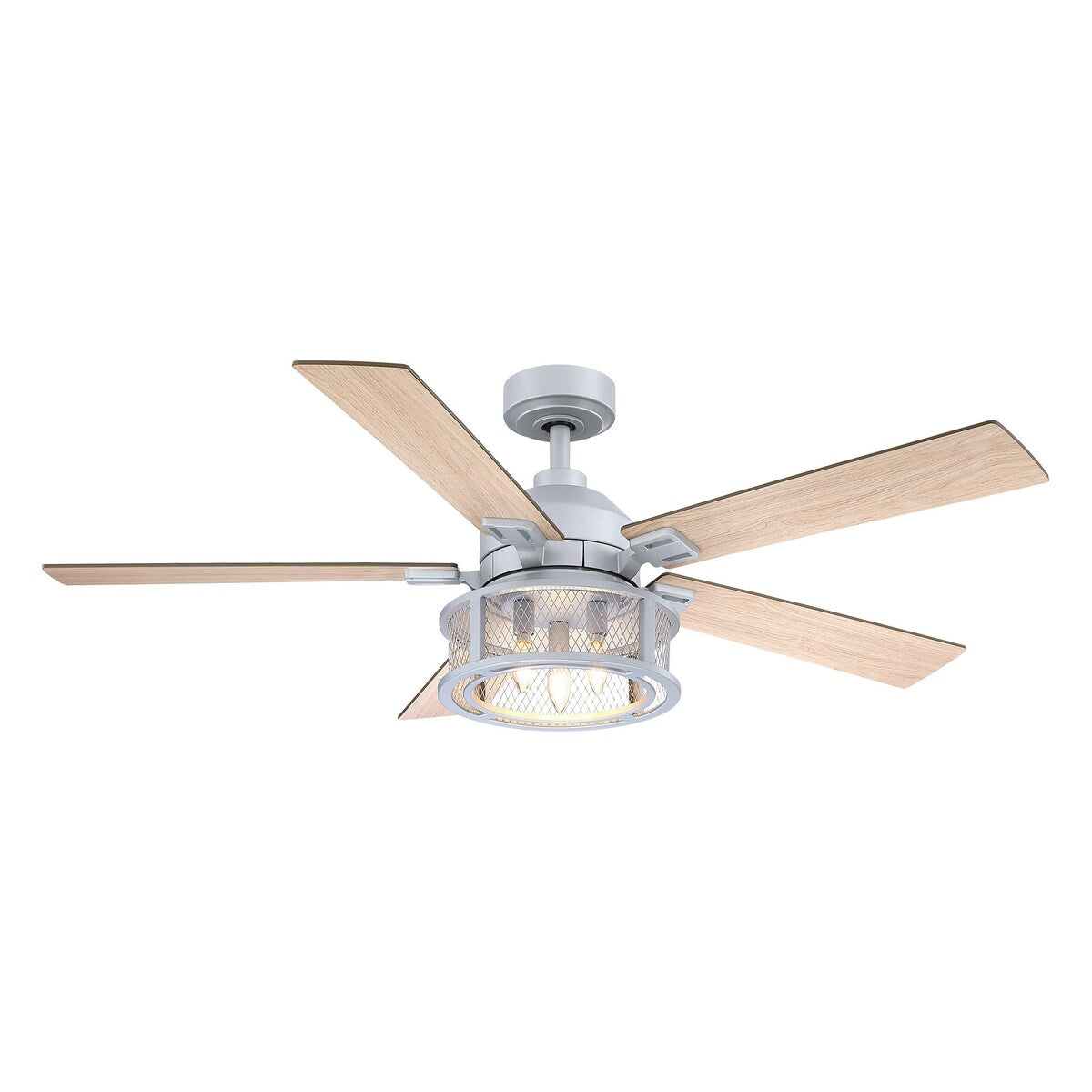 52" Silver Metal Mesh Reversible 5-Blade LED Ceiling Fan with Remote