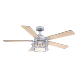 52" Silver Metal Mesh Reversible 5-Blade LED Ceiling Fan with Remote