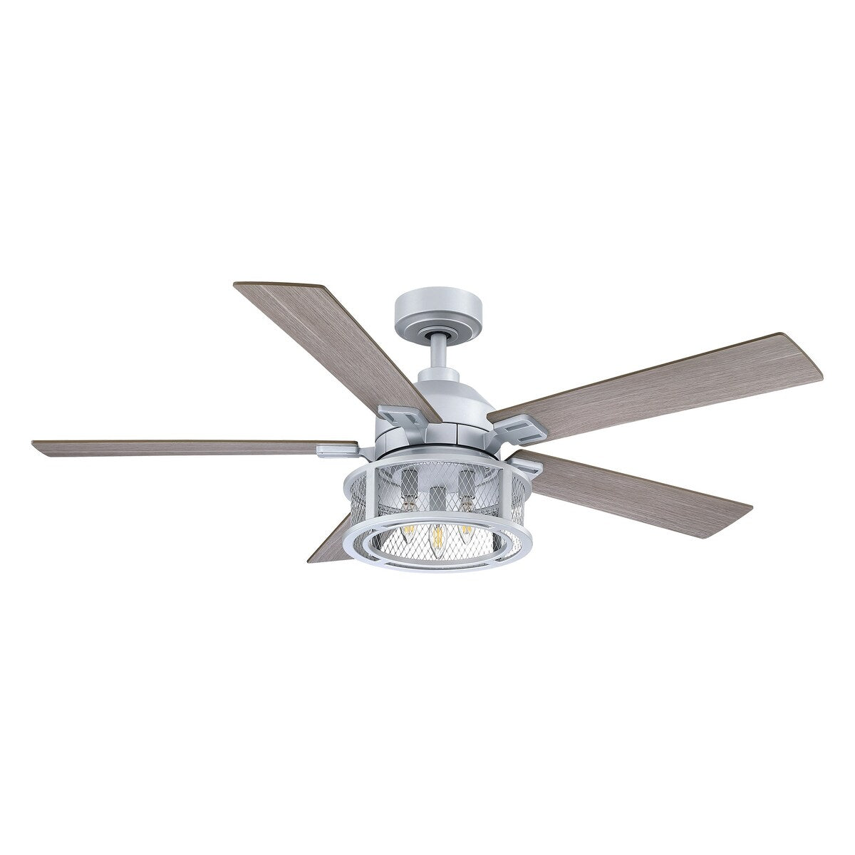 52" Silver Metal Mesh Reversible 5-Blade LED Ceiling Fan with Remote