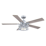 52" Silver Metal Mesh Reversible 5-Blade LED Ceiling Fan with Remote