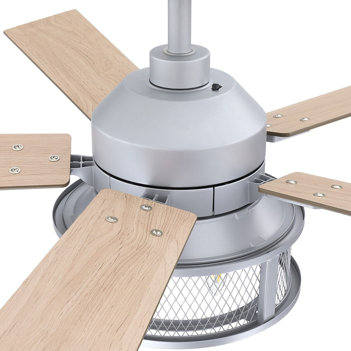 52" Silver Metal Mesh Reversible 5-Blade LED Ceiling Fan with Remote