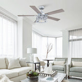 52" Silver Metal Mesh Reversible 5-Blade LED Ceiling Fan with Remote
