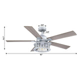 52" Silver Metal Mesh Reversible 5-Blade LED Ceiling Fan with Remote