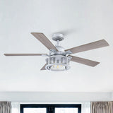 52" Silver Metal Mesh Reversible 5-Blade LED Ceiling Fan with Remote