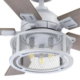 52" Silver Metal Mesh Reversible 5-Blade LED Ceiling Fan with Remote