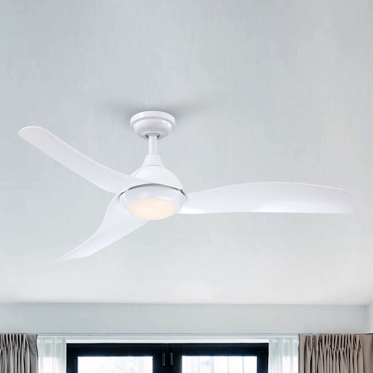 52" Modern White ABS Integrated LED Ceiling Fans with Light and Remote