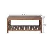47 Inch Modern Coffee Table with Storage Shelf, Farmhouse Rectangle Living Room Center Table for Small Spaces,Easy Assembly
