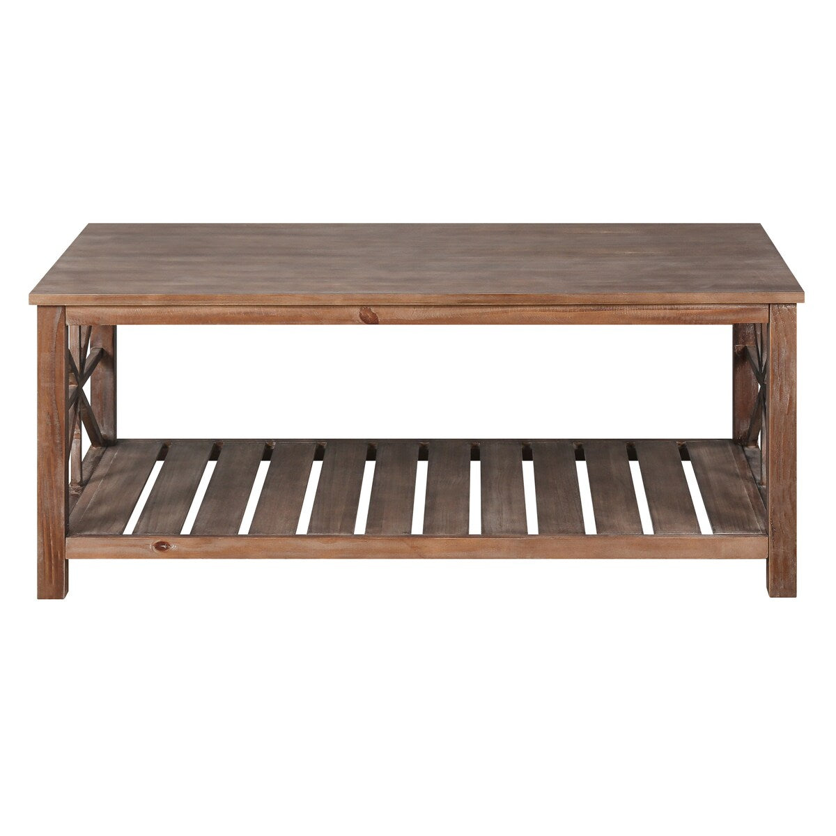 47 Inch Modern Coffee Table with Storage Shelf, Farmhouse Rectangle Living Room Center Table for Small Spaces,Easy Assembly