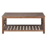 47 Inch Modern Coffee Table with Storage Shelf, Farmhouse Rectangle Living Room Center Table for Small Spaces,Easy Assembly
