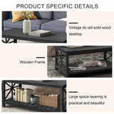 47 Inch Modern Coffee Table with Storage Shelf, Farmhouse Rectangle Living Room Center Table for Small Spaces,Easy Assembly