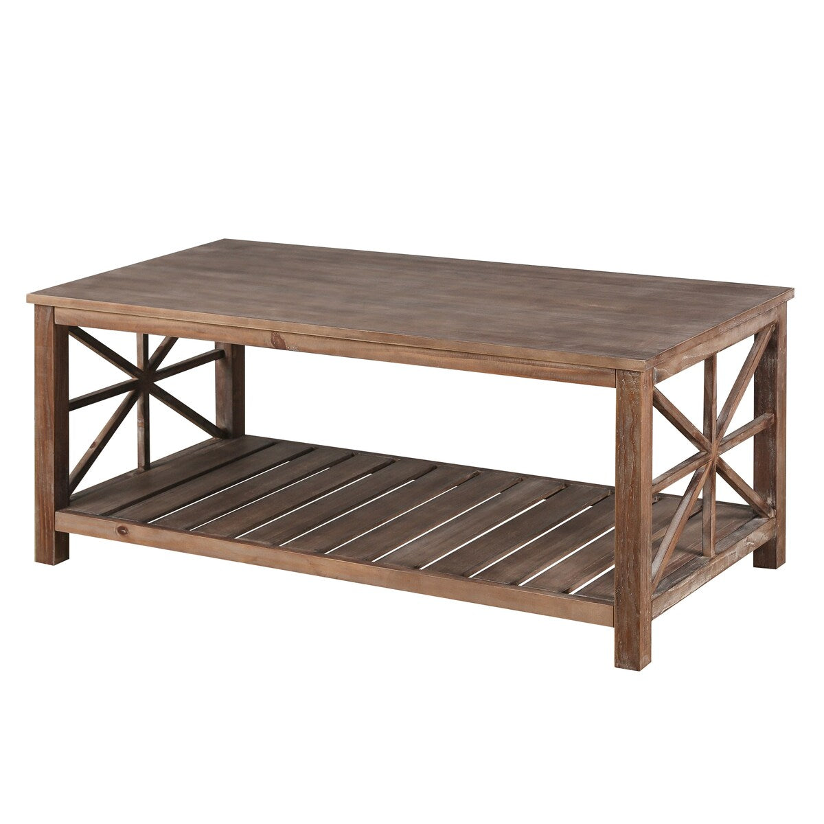 47 Inch Modern Coffee Table with Storage Shelf, Farmhouse Rectangle Living Room Center Table for Small Spaces,Easy Assembly