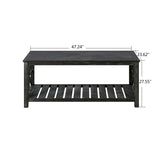 47 Inch Modern Coffee Table with Storage Shelf, Farmhouse Rectangle Living Room Center Table for Small Spaces,Easy Assembly