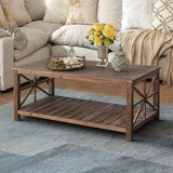 47 Inch Modern Coffee Table with Storage Shelf, Farmhouse Rectangle Living Room Center Table for Small Spaces,Easy Assembly