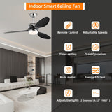 52'' ABS Blades Ceiling Fan with Lights and Remote ,5 Speeds Adjustable ,DC Motor Modern Ceiling Fan with 3 ABS Fan Blades
