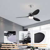 52'' ABS Blades Ceiling Fan with Lights and Remote ,5 Speeds Adjustable ,DC Motor Modern Ceiling Fan with 3 ABS Fan Blades
