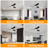 52'' ABS Blades Ceiling Fan with Lights and Remote ,5 Speeds Adjustable ,DC Motor Modern Ceiling Fan with 3 ABS Fan Blades