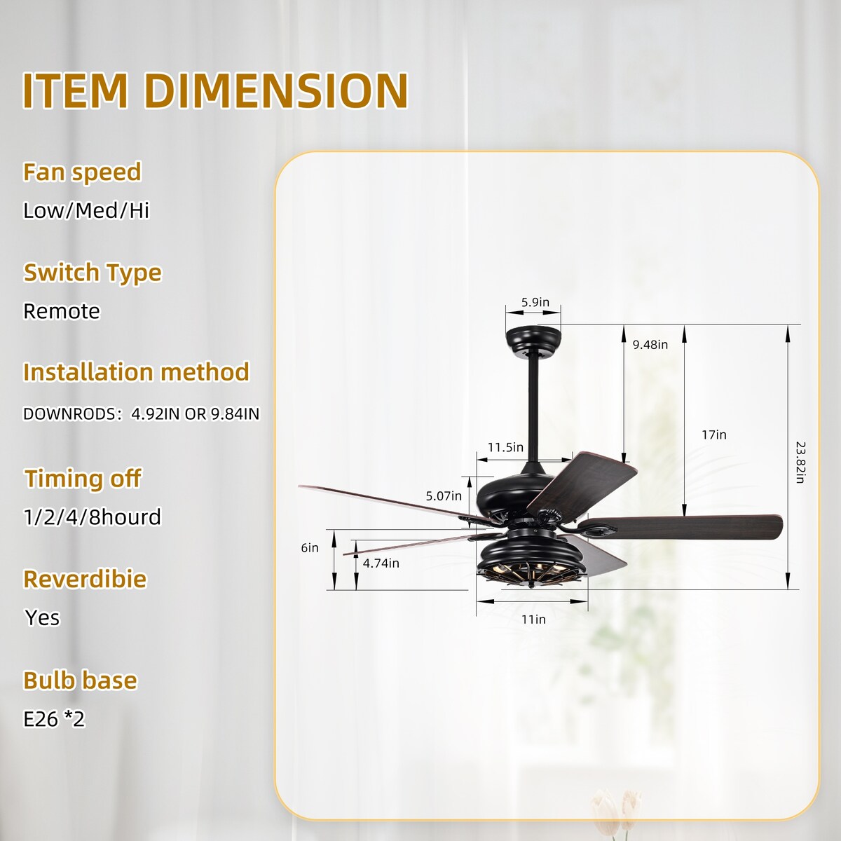 52'' Farmhouse Ceiling Fan