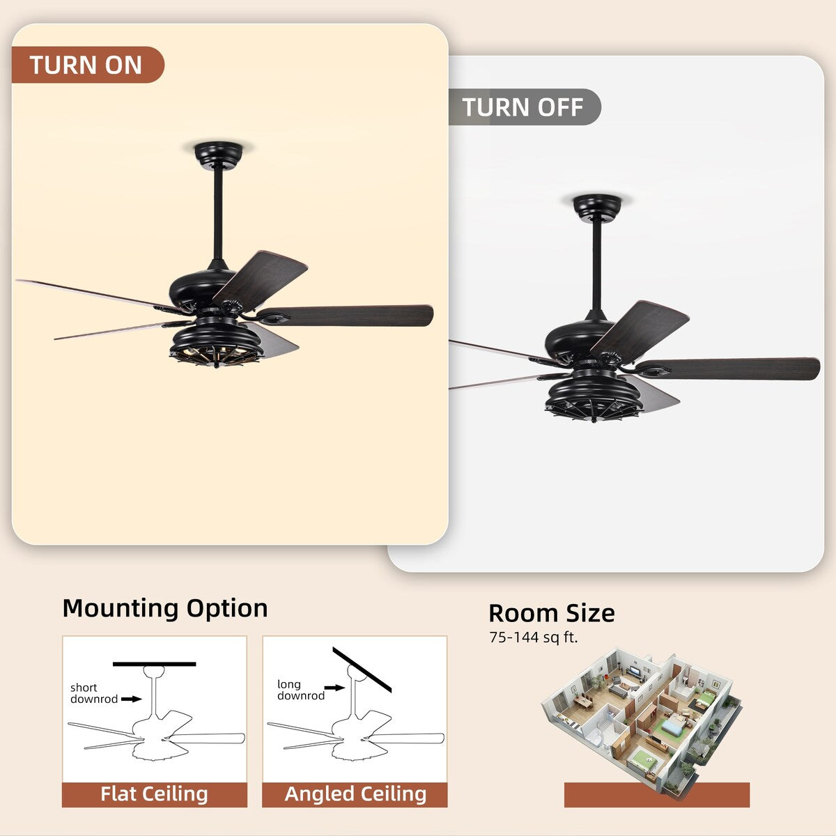 52'' Farmhouse Ceiling Fan