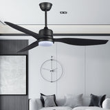 52'' Reversible Ceiling Fan With Remote Control and Dimmable Led Light in Black/Wooden