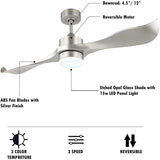 52’’ Modern Ceiling Fan with Lights and Remote, Brushed Nickel - N/A