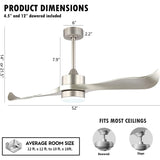 52’’ Modern Ceiling Fan with Lights and Remote, Brushed Nickel - N/A