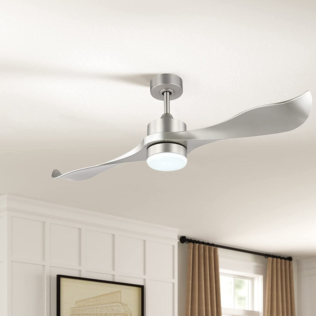 52’’ Modern Ceiling Fan with Lights and Remote, Brushed Nickel - N/A