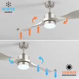 52’’ Modern Ceiling Fan with Lights and Remote, Brushed Nickel - N/A