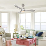 52’’ Modern Ceiling Fan with Lights and Remote, Brushed Nickel - 52