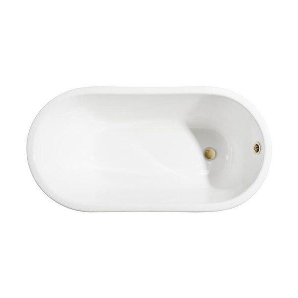 53" Cast Iron R5460CH-GLD Soaking Clawfoot Tub with External Drain