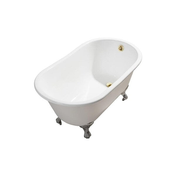 53" Cast Iron R5460CH-GLD Soaking Clawfoot Tub with External Drain