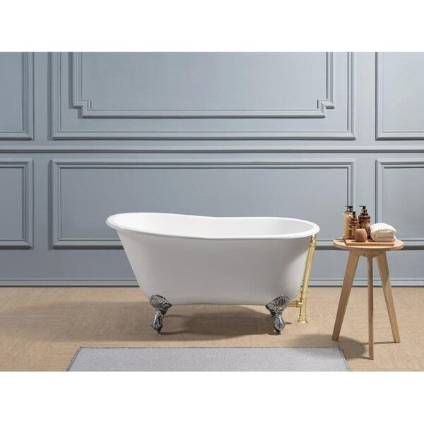 53" Cast Iron R5460CH-GLD Soaking Clawfoot Tub with External Drain