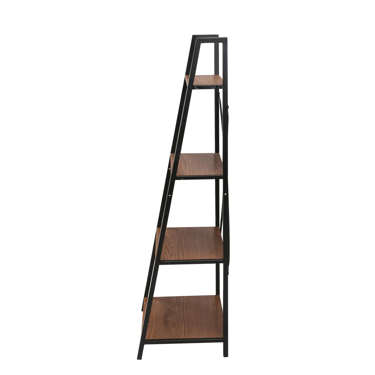 Carbon Loft Cavendish 4-tier Walnut Ladder Bookshelf with Black Frame - 20" x 15" x 53"