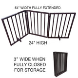 54 inch Freestanding 3-Panel Folding Wood Pet Gate - Brown - 54"Lx1"Wx24"H