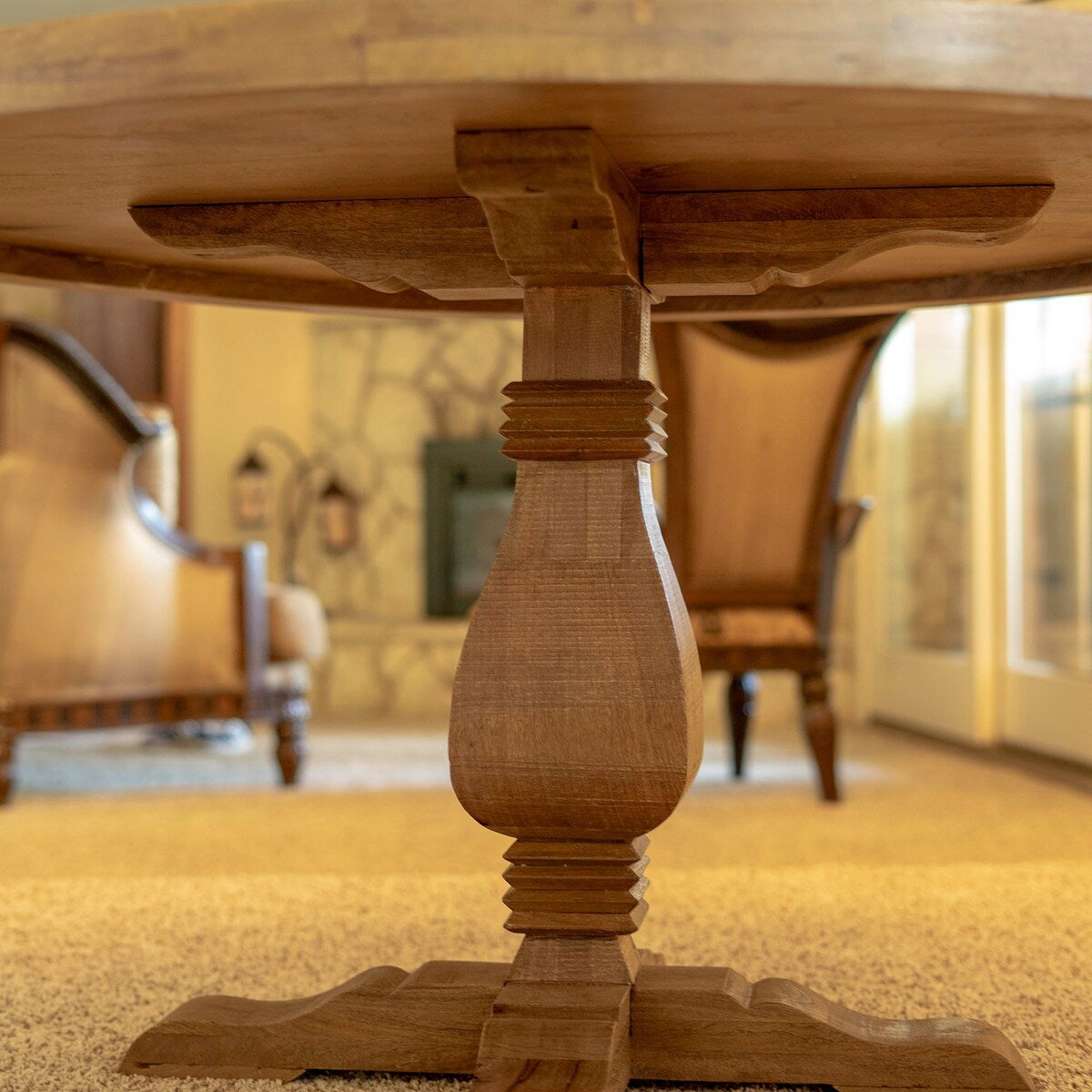 54 wide Round Dining Table in Natural wood finish - 54" x 54" x 30"