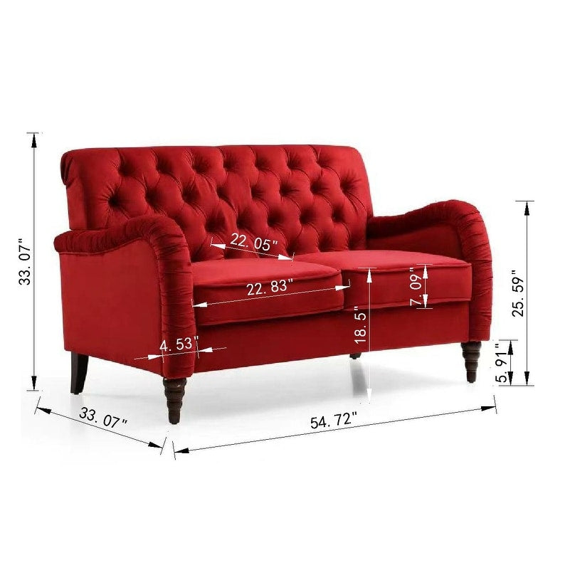 54" Americana Sofa 2 Seater for Living Room, Apartment, Office, Tufted Back Sofa, Sloped Arm Sofa, Multiple Cushions Sofa