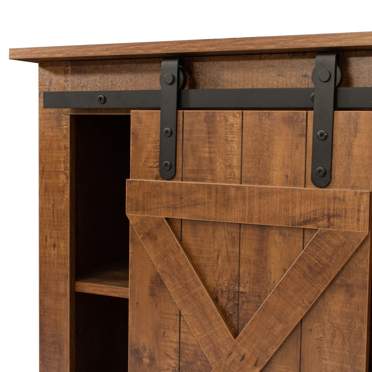 54" Farmhouse Sliding Barn Door TV Stand - 54 inches in width