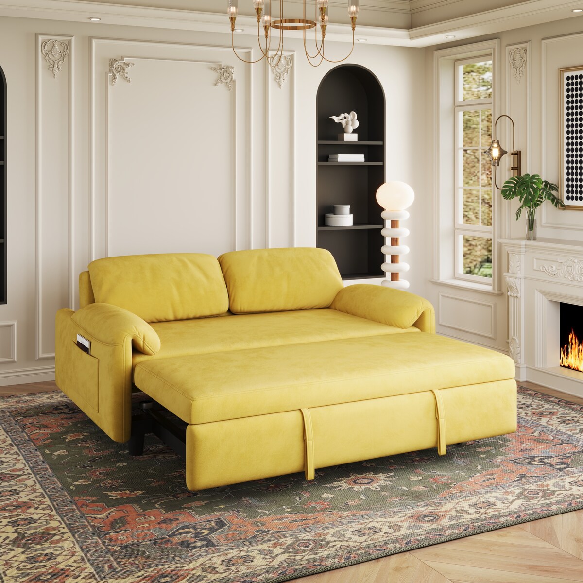 54"Sofa Bed,Sleeper Sofa- 2 in 1 Pull Out Couch Bed for Living Room,Sofa Sleeper with Pull Out Bed