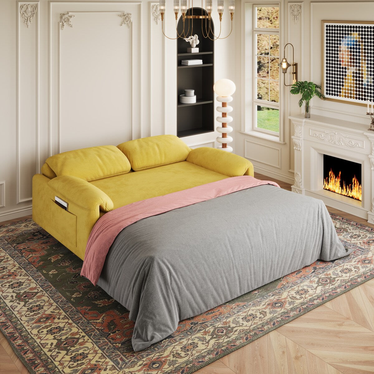 54"Sofa Bed,Sleeper Sofa- 2 in 1 Pull Out Couch Bed for Living Room,Sofa Sleeper with Pull Out Bed