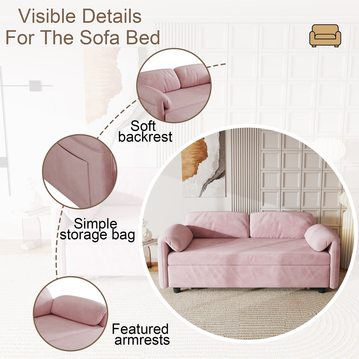 54"Sofa Bed,Sleeper Sofa- 2 in 1 Pull Out Couch Bed for Living Room,Sofa Sleeper with Pull Out Bed