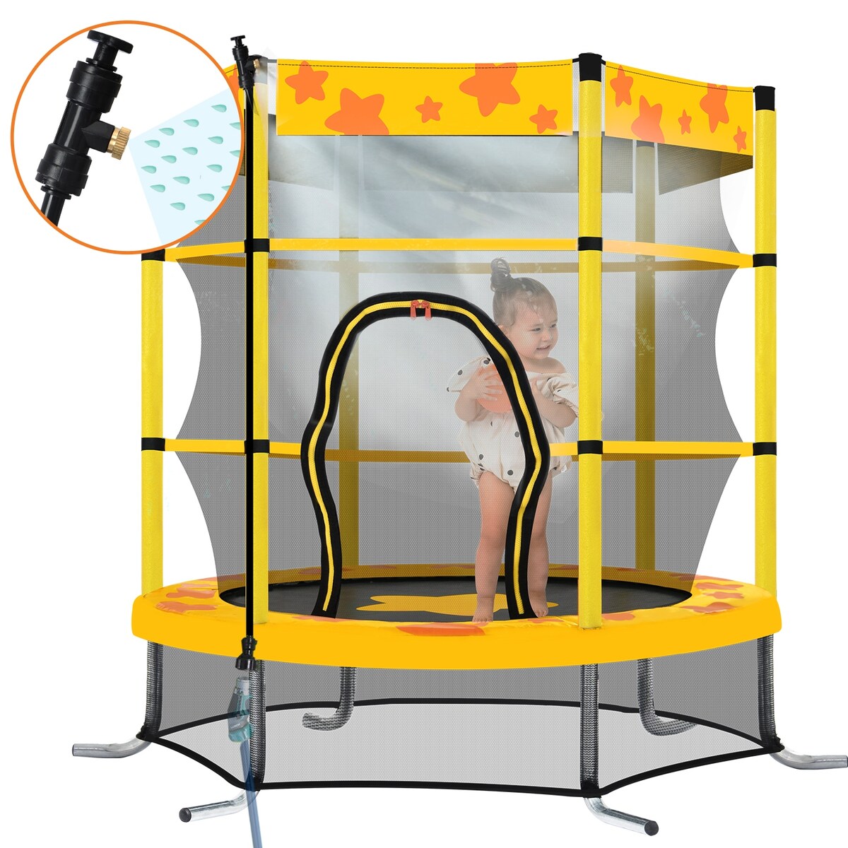 55 Inch Kids Trampoline Safety Enclosure Net,Max Load 100lbs Yellow