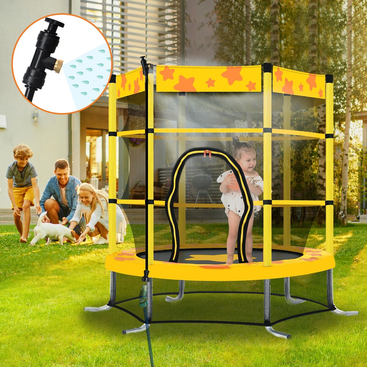 55 Inch Kids Trampoline Safety Enclosure Net,Max Load 100lbs Yellow