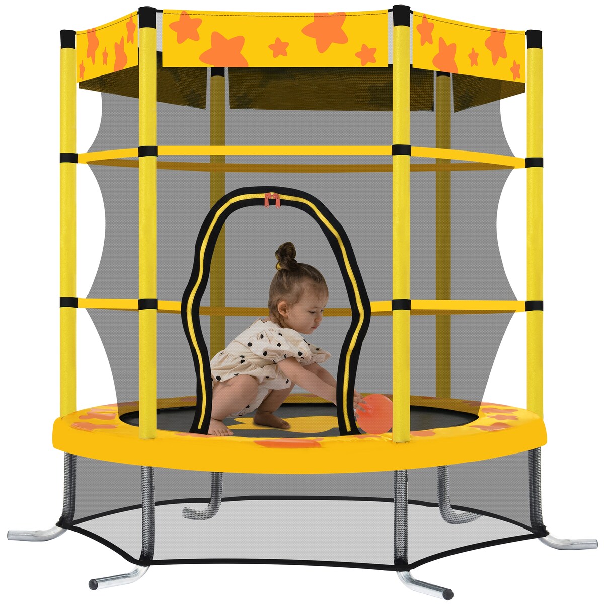 55 Inch Kids Trampoline Safety Enclosure Net,Max Load 100lbs Yellow