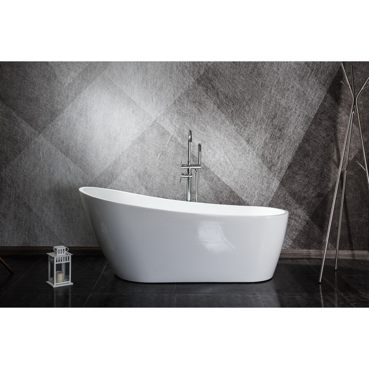 Toolkiss 55 in. Acrylic Flatbottom Bathtub in White