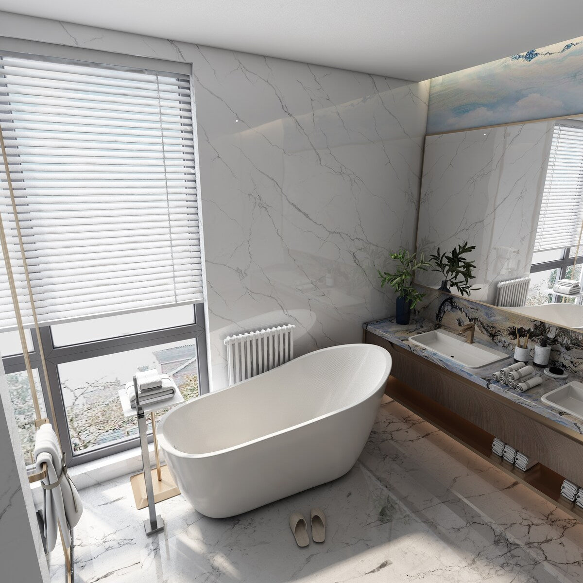 Toolkiss 55 in. Acrylic Flatbottom Bathtub in White